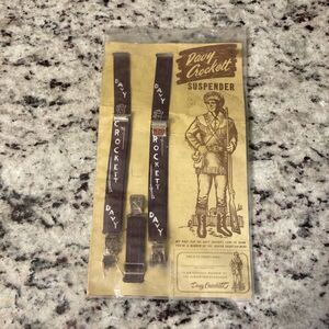 Vintage 1950s Davy Crockett Child Suspenders on Original Card - Walt Disney ‎ B2